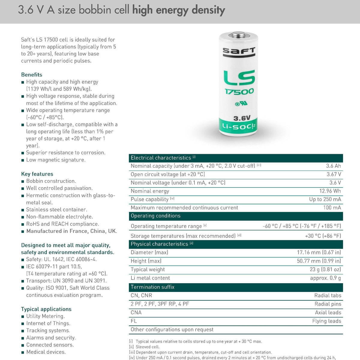 Saft-LS17500-Lithium-Battery-A