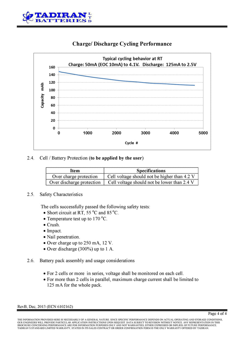Tadiran TLI-1530A Spec Sheet Page 4 | Datasheet | TtekAI
